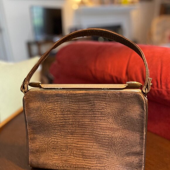 Vintage Handbag by Triangle New York  Lizard Leather  1950s - Picture 2 of 8